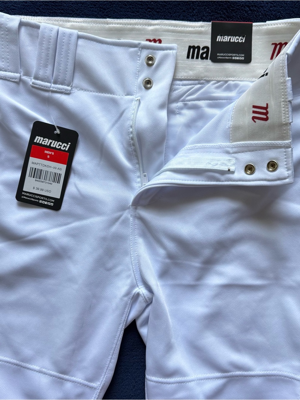 Marucci Men's White Athletic/Baseball Shorts